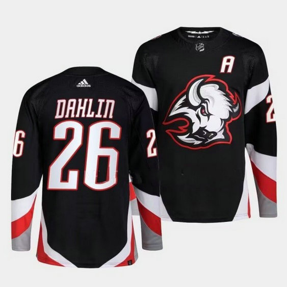Men's Buffalo Sabres #26 Rasmus Dahlinl 2022-23 Black Stitched Jersey