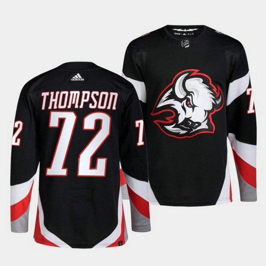 Men's Buffalo Sabres #72 Tage Thompson 2022-23 Black Stitched Jersey