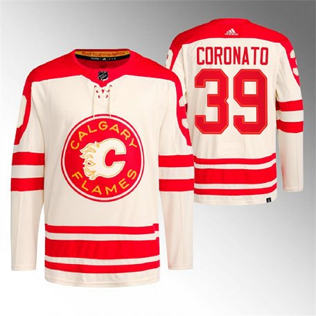 Men's Calgary Flames #39 Matt Coronato 2023 Cream Heritage Classic Primegreen Stitched Jersey