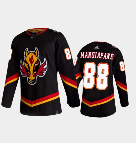 Men's Calgary Flames #88 Andrew Mangiapane 2020-21 Black Reverse Retro Stitched Jersey