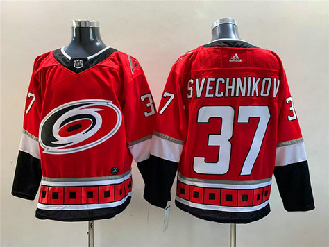 Men's Carolina Hurricanes #37 Andrei Svechnikov Red Stitched Jersey