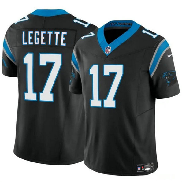 Men's Carolina Panthers #17 Xavier Legette Black 2024 F.U.S.E. Vapor Limited Stitched Football Jersey