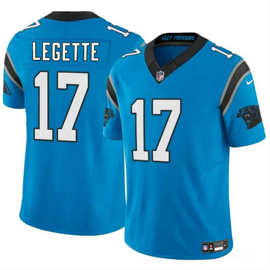 Men's Carolina Panthers #17 Xavier Legette Blue 2024 F.U.S.E. Vapor Limited Stitched Football Jersey
