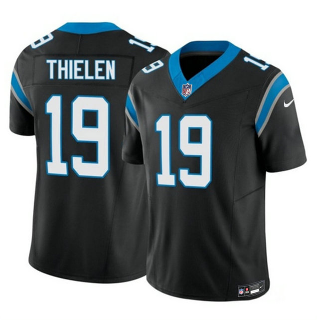 Men's Carolina Panthers #19 Adam Thielen Black 2023 F.U.S.E. Vapor Untouchable Stitched Football Jersey