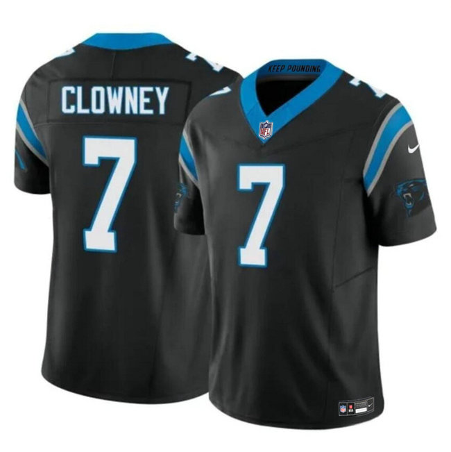 Men's Carolina Panthers #7 Jadeveon Clowney Black 2024 F.U.S.E. Vapor Limited Stitched Football Jersey