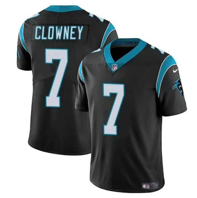 Men's Carolina Panthers #7 Jadeveon Clowney Black Vapor Limited Stitched Football Jersey