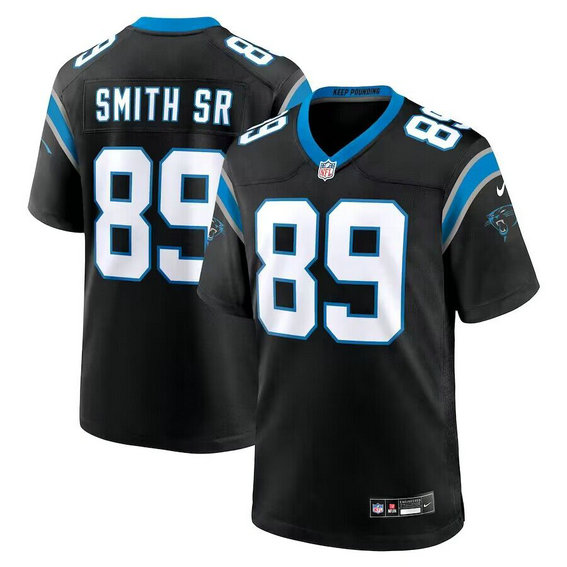 Men's Carolina Panthers #89 Smith SR  Black Stitched Jersey