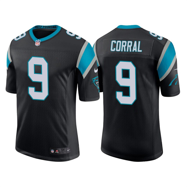 Men's Carolina Panthers #9 Matt Corral 2022 Black Stitched Jersey