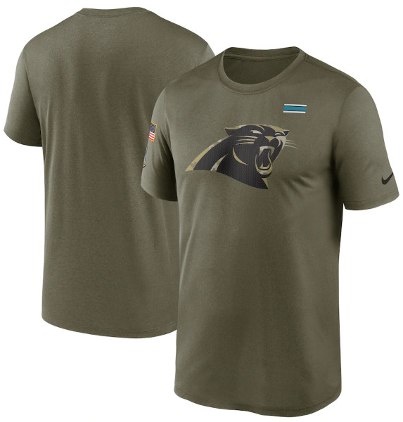 Men's Carolina Panthers 2021 Olive Salute To Service Legend Performance T-Shirt