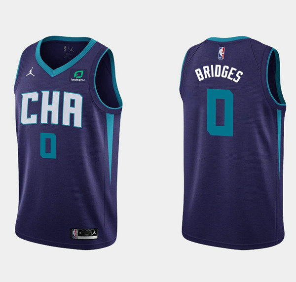 Men's Charlotte Hornets #0 Miles Bridges Purple Stitched Basketball Jersey