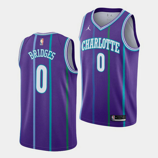 Men's Charlotte Hornets #0 Miles Bridges Purple Stitched Basketball Jerseys