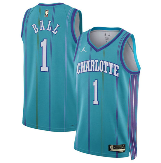 Men's Charlotte Hornets #1 LaMelo Ball Teal 2023 24 Classic Edition Stitched Basketball Jersey