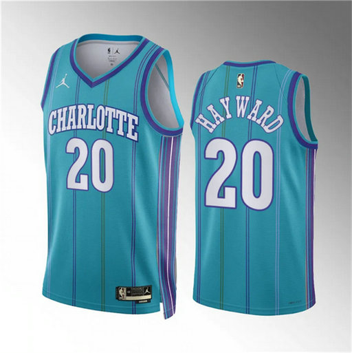 Men's Charlotte Hornets #20 Gordon Hayward Teal 2023 24 Classic Edition Stitched Basketball Jersey