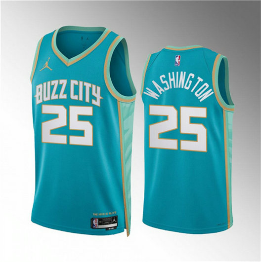Men's Charlotte Hornets #25 P.J. Washington Teal 2023 24 City Edition Stitched Basketball Jersey