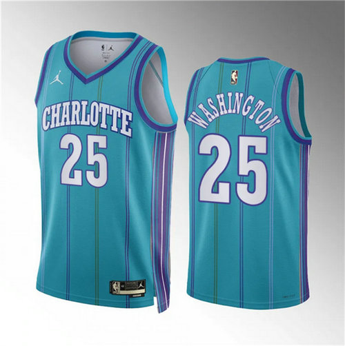 Men's Charlotte Hornets #25 P.J. Washington Teal 2023 24 Classic Edition Stitched Basketball Jersey