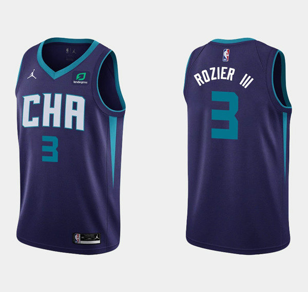 Men's Charlotte Hornets #3 Terry Rozier III Purple Stitched Basketball Jersey