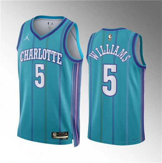 Men's Charlotte Hornets #5 Mark Williams Teal 2023 24 Classic Edition Stitched Basketball Jersey