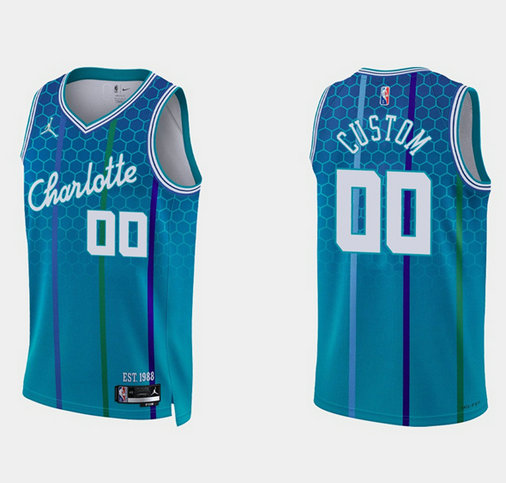 Men's Charlotte Hornets Active Player Custom 2021 22 Blue 75th Anniversary City Edition Stitched Basketball Jersey