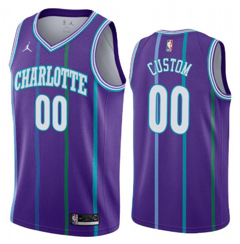 Men's Charlotte Hornets Custom Name Number Jersey Purple 2019-20 Classic