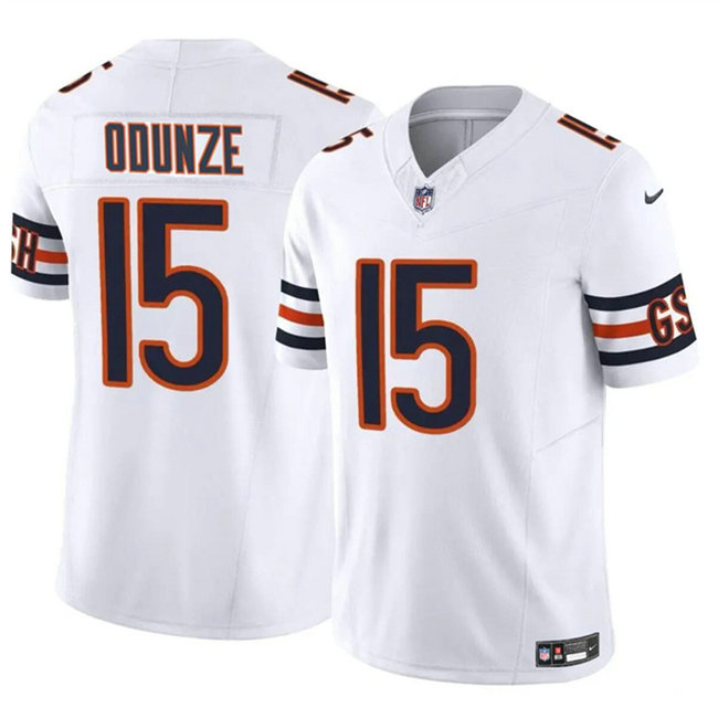 Men's Chicago Bears #15 Rome Odunze White 2024 Draft F.U.S.E. Vapor Stitched Football Jersey