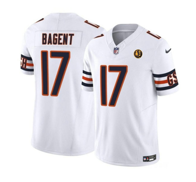 Men's Chicago Bears #17 Tyson Bagent White 2023 F.U.S.E. With John Madden Patch Vapor Limited Stitched Football Jersey