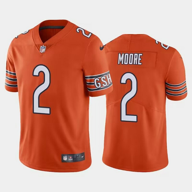 Men's Chicago Bears #2 D.J. Moore Orange Vapor Untouchable Stitched Football Jersey