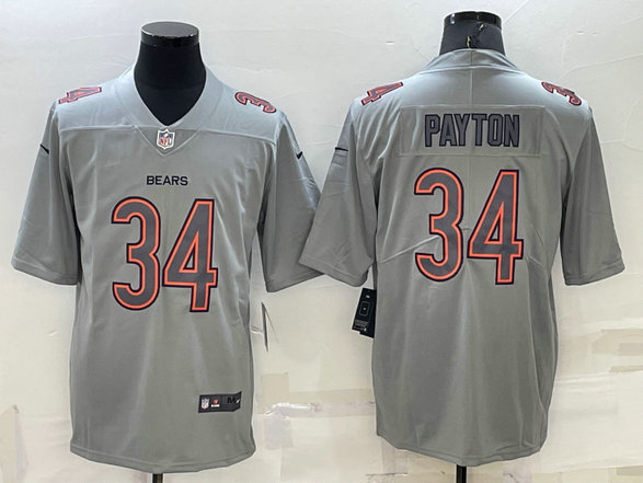 Men's Chicago Bears #34 Walter Payton Grey Atmosphere Fashion Stitched Jersey