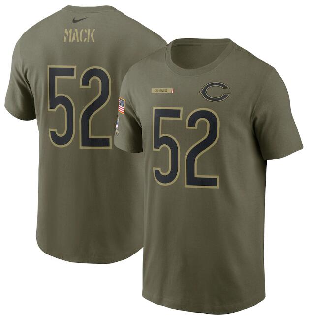 Men's Chicago Bears #52 Khalil Mack 2021 Olive Salute To Service Legend Performance T-Shirt