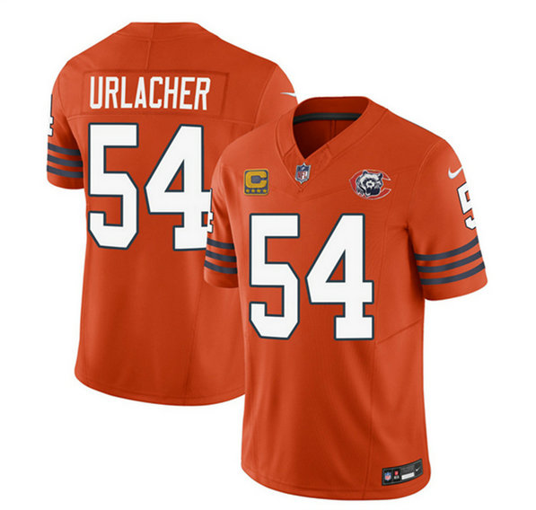 Men's Chicago Bears #54 Brian Urlacher Orange 2023 F.U.S.E. With 4-Star C Patch Throwback Limited Stitched Football Jersey