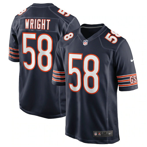 Men's Chicago Bears #58 Darnell Wright Navy Stitched Football Game Jersey