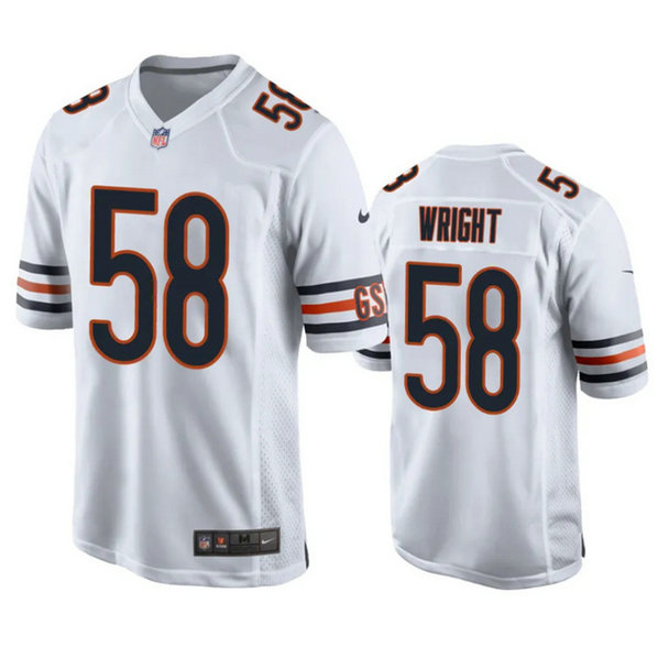 Men's Chicago Bears #58 Darnell Wright White Stitched Football Game Jersey