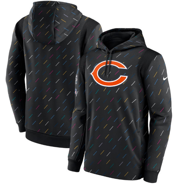 Men's Chicago Bears 2021 Charcoal Crucial Catch Therma Pullover Hoodie