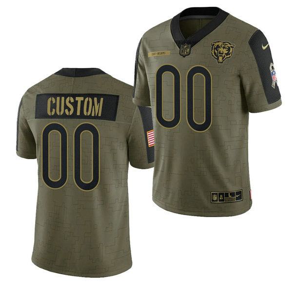 Men's Chicago Bears ACTIVE PLAYER Custom 2021 Olive Salute To Service Limited Stitched Jersey