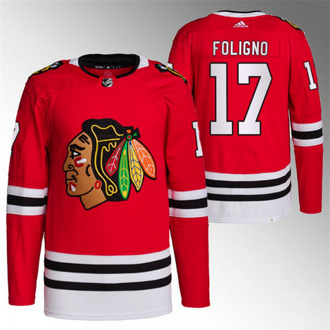 Men's Chicago Blackhawks #17 Nick Foligno Red Stitched Hockey Jersey