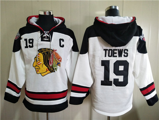 Men's Chicago Blackhawks #19 Jonathan Toews White Ageless Must-Have Lace-Up Pullover