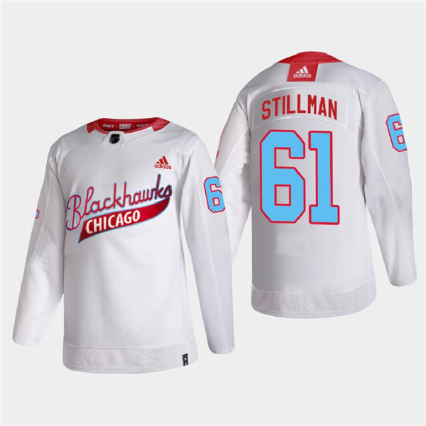 Men's Chicago Blackhawks #61 Riley Stillman 2022 Community Night White Stitched Jersey