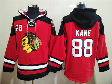 Men's Chicago Blackhawks #88 Patrick Kane Red Ageless Must-Have Lace-Up Pullover Hoodie