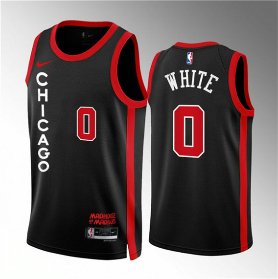 Men's Chicago Bulls #0 Coby White Black 2023 24 City Edition Stitched Basketball Jersey