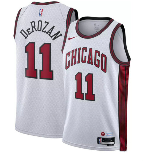 Men's Chicago Bulls #11 DeMar DeRozan White 2022 23 City Edition Stitched Basketball Jersey