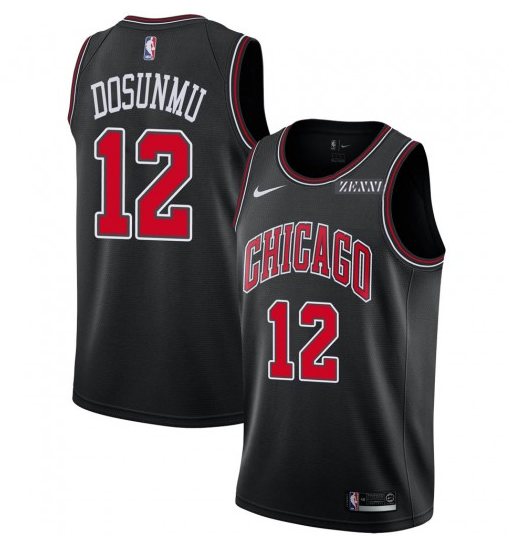 Men's Chicago Bulls #12 Ayo Dosunmu Black Stitched Basketball Jersey