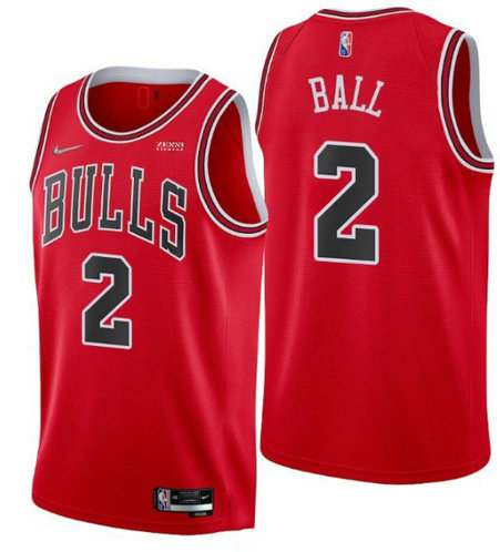 Men's Chicago Bulls #2 Lonzo Ball 75th Anniversary Red Swingman Stitched Basketball Jersey