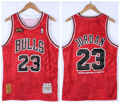 Men's Chicago Bulls #23 Michael Jordan Red 1995-96 Throwback Stitched Jersey