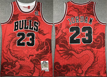 Men's Chicago Bulls #23 Michael Jordan Red 1997-98 Throwback Stitched Basketball Jersey 02