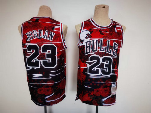Men's Chicago Bulls #23 Michael Jordan Red Black Stitched Jersey