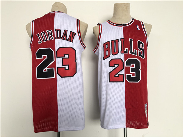 Men's Chicago Bulls #23 Michael Jordan Red White Throwback Stitched Jersey