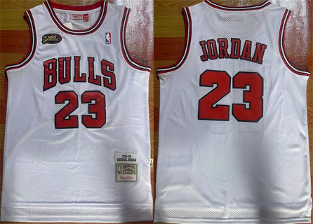 Men's Chicago Bulls #23 Michael Jordan White 1997-98 NBA Finals Stitched Jersey