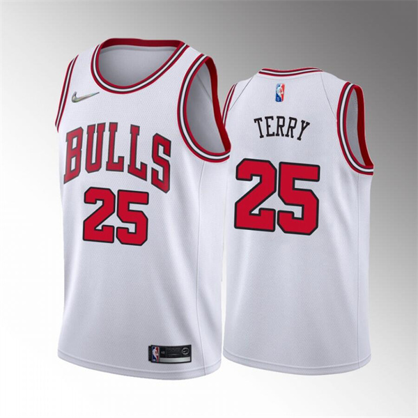 Men's Chicago Bulls #25 Dalen Terry White 75th Anniversary Stitched Basketball Jersey