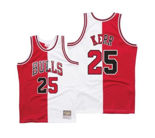Men's Chicago Bulls #25 Steve Kerr White Red Throwback Stitched Jersey