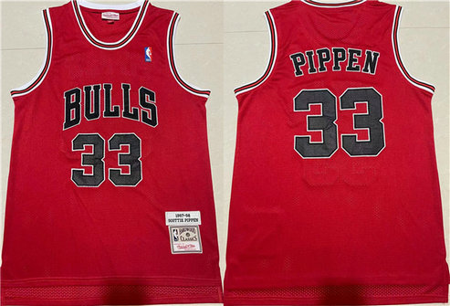 Men's Chicago Bulls #33 Scottie Pippen 1997-98 Red Throwback Stitched Jersey