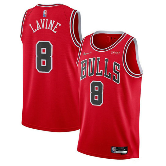 Men's Chicago Bulls #8 Zach LaVine 75th Anniversary Red Swingman Stitched Basketball Jersey